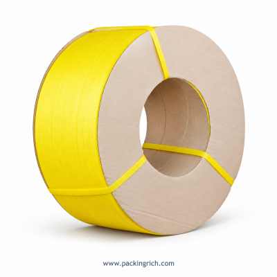 สายรัด PP สีเหลือง 12mm x 0.6mm 3000m เม็ดใหม่ 100% | เครื่องรัดอัตโนมัติ