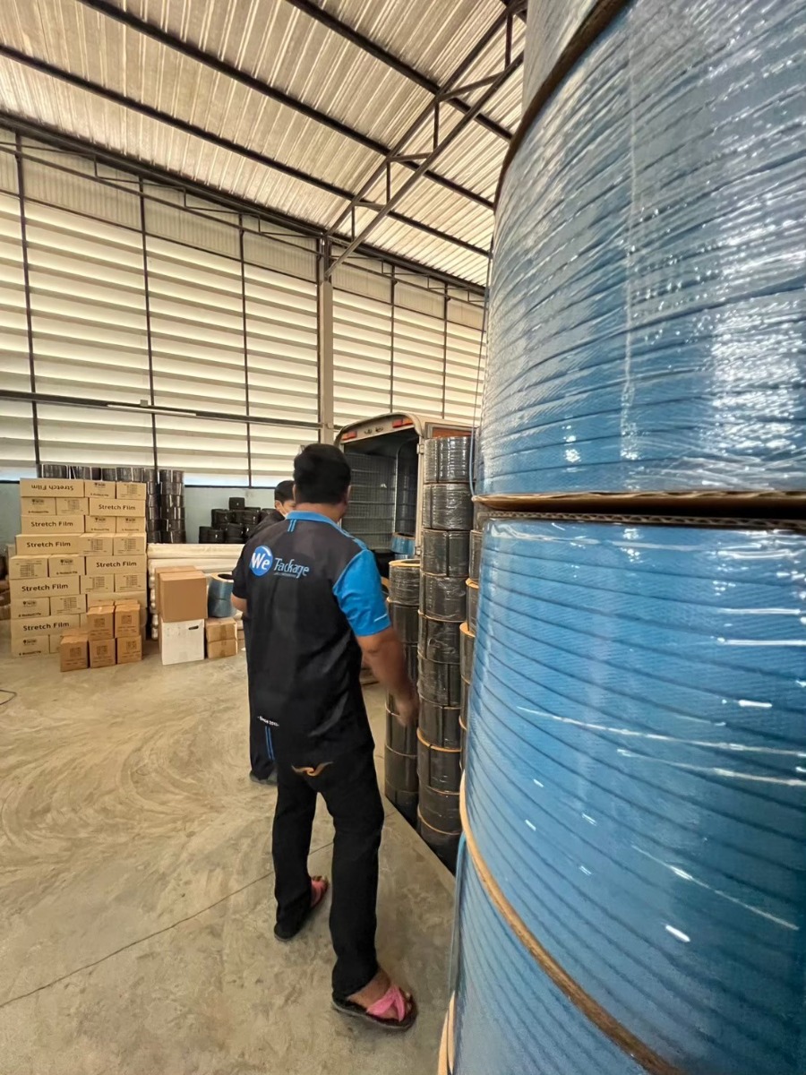 สายรัดพลาสติก PP สีฟ้า 9mm.